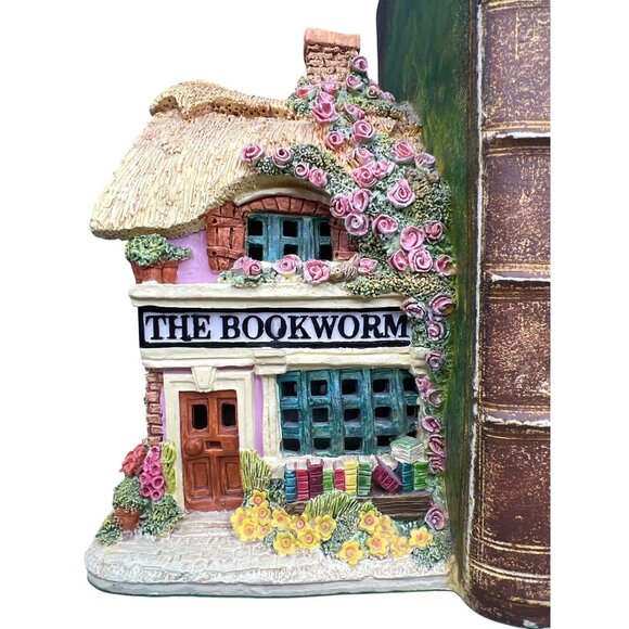 Lilliput Lane Foxton Folk Bookworm Cottage Bookend Kay Baker 1995 Floral Design - Picture 3 of 12